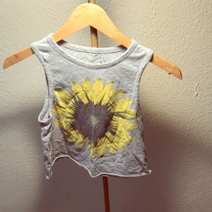 Crop top with sunflower on the front